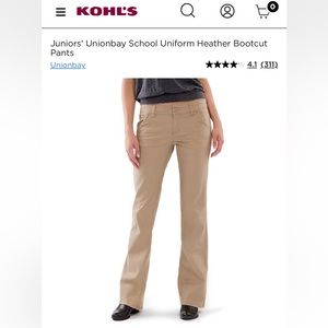 Juniors' Unionbay School Uniform Heather Bootcut Pants